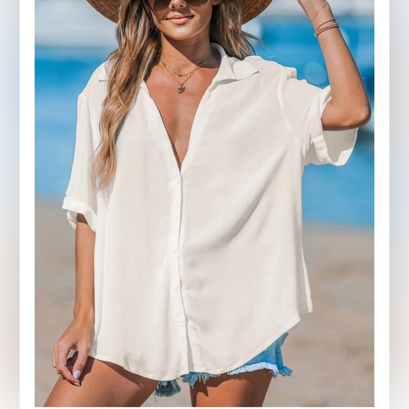 Women's Semi-Sheer Cover-Up Shirt - CUPSHE - Picture 2 of 6